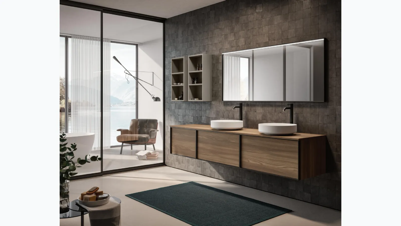 Mobile da Bagno sospeso in laminato essenza legno Class 02 di GB Group