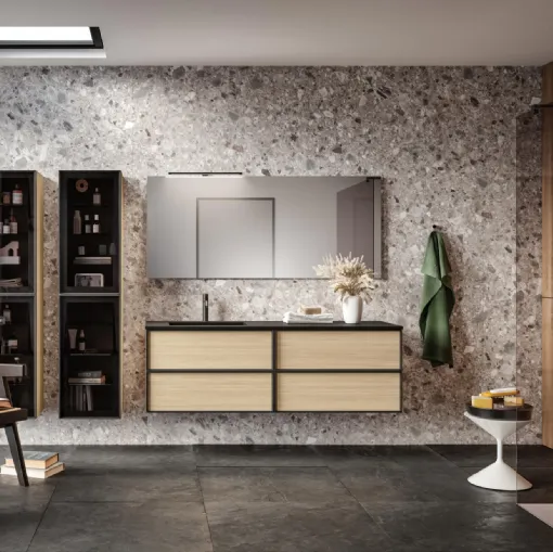 Mobile da Bagno sospeso in laminato effetto legno e laccato opaco Class 05 di GB Group