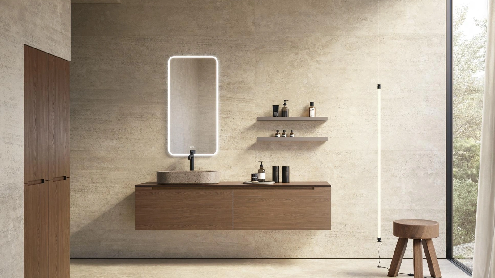 Mobile da Bagno sospeso Master 08 in Noce Canaletto di GB Group