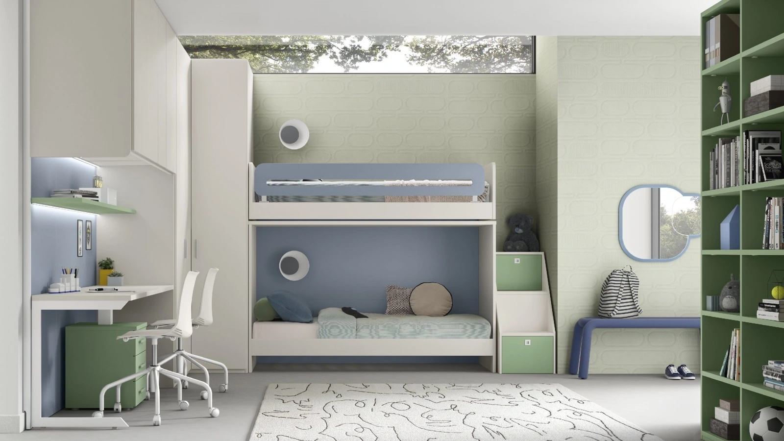 Cameretta con letti a castello Composizione 111A di Furlan