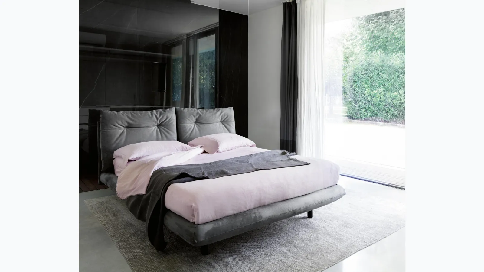 Letto Again in ecopelle nabuk di Noctis