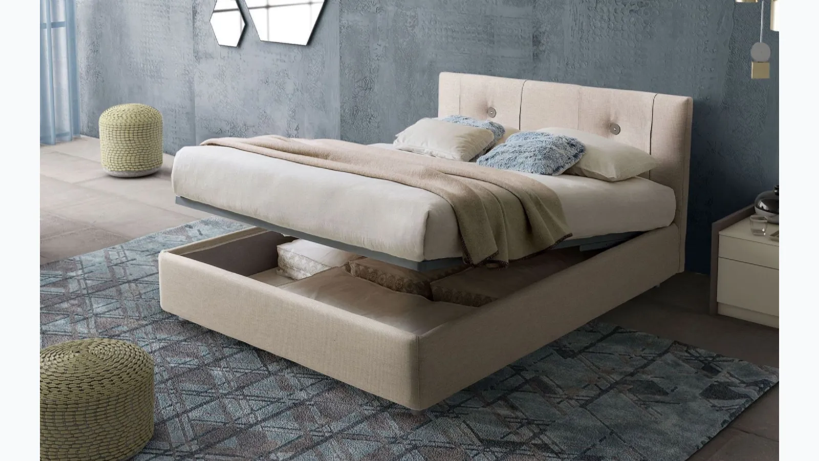 Letto matrimoniale con box contenitore Arturo di Spagnol Mobili