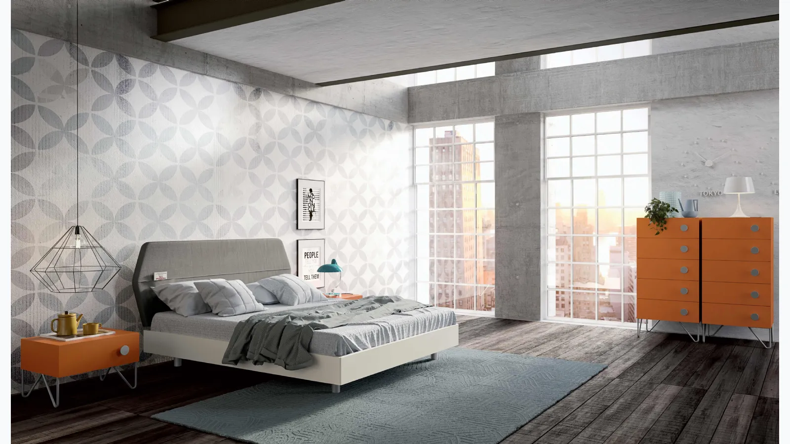 Letto con testiera Ego di Spagnol Mobili