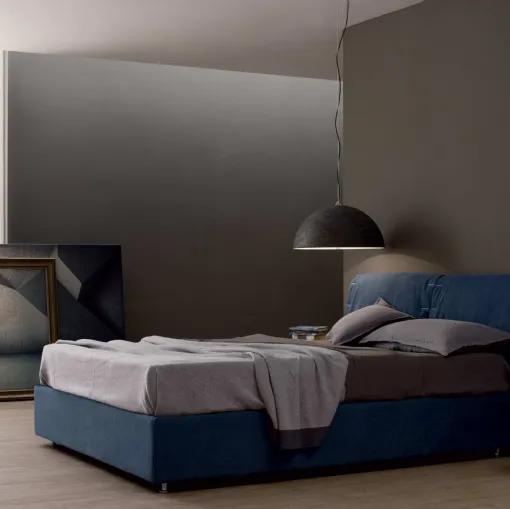 Letto in tessuto imbottito con testiera London di Spagnol Mobili