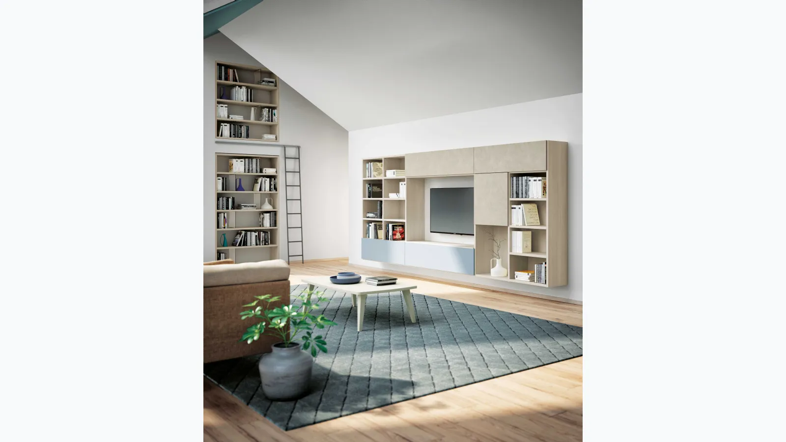 Libreria sospesa Vega Day Touch Madreperla di Spagnol Mobili