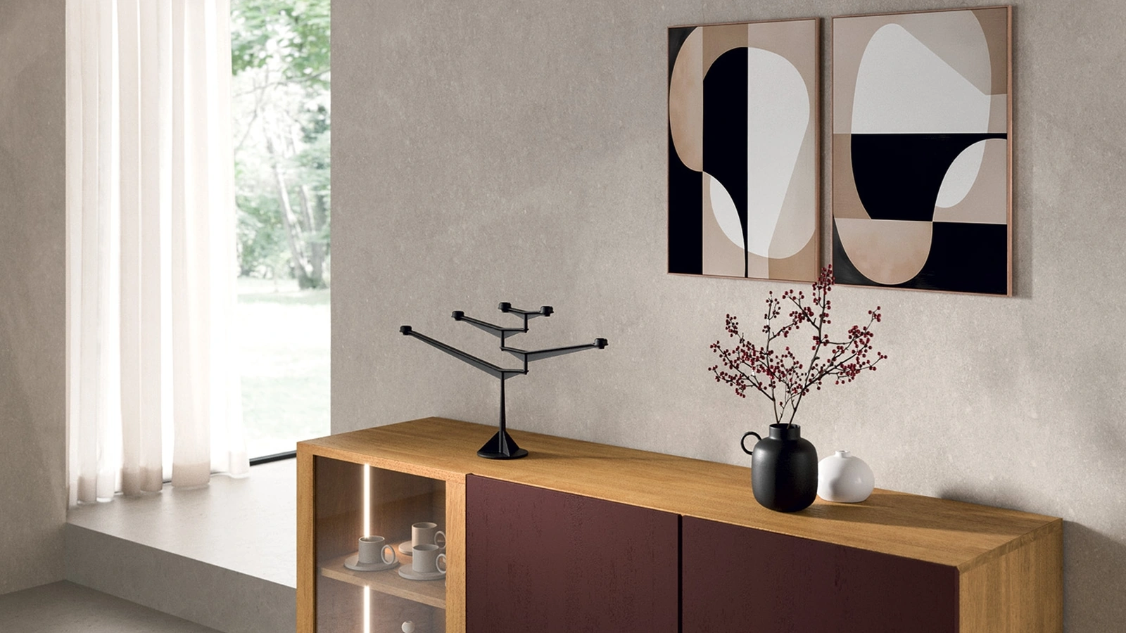 Madia in legno massello Linear di FGF Mobili