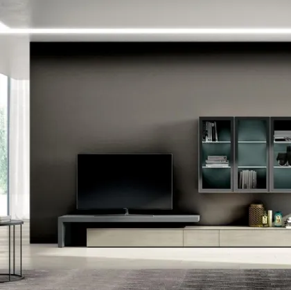 Parete Attrezzata Living 814 in melaminico e laccato di Spagnol Mobili