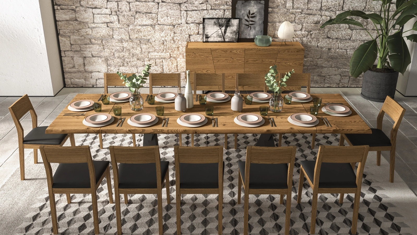 Tavolo Walking in rovere e metallo di FGF Mobili