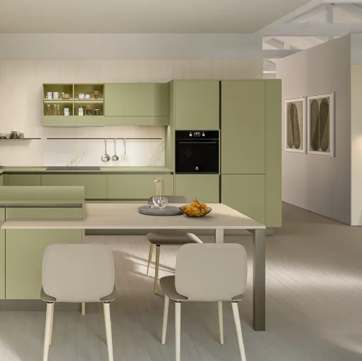 Cucina Moderna con penisola Start-Time J 01 di Veneta Cucine