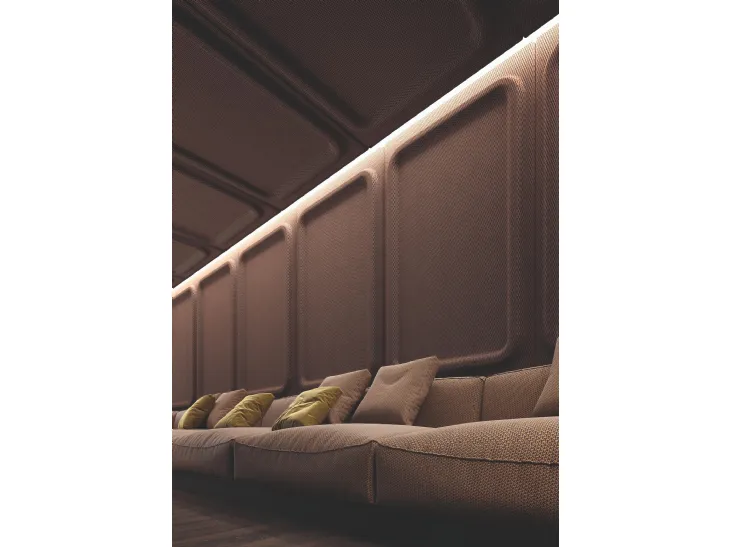 Pannello decorativo che evoca antiche boiserie in stile francese rivisitate in chiave moderna con cornici dalla forma bombata D Hills 02 di DHome