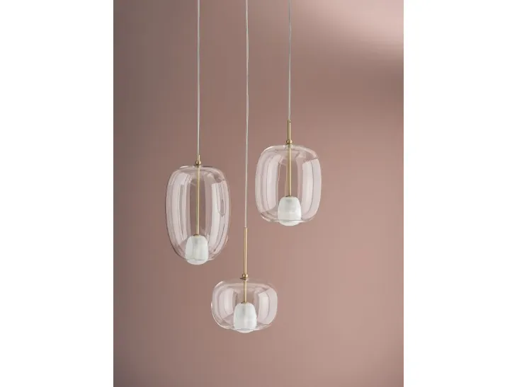 Lampada a sospensione Blow in vetro borosilicato e ottone di Bontempi