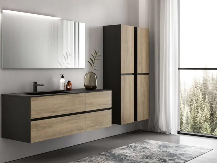 Mobile Bagno sospeso in laminato Rovere Extreme 01 di GB Group