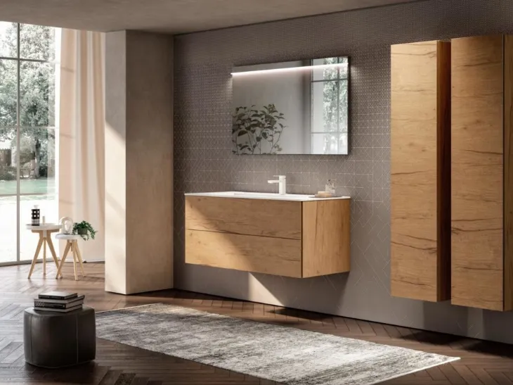 Mobile Bagno sospeso in essenza Rovere Smart 01 di GB Group