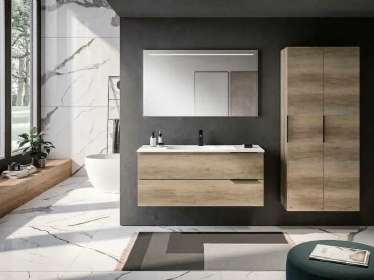 Mobile da Bagno sospeso in essenza Avana vintage Uniq 02 di GB Group