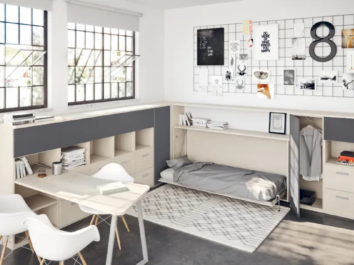 Cameretta Composizione Nordico con letto a scomparsa di Furlan