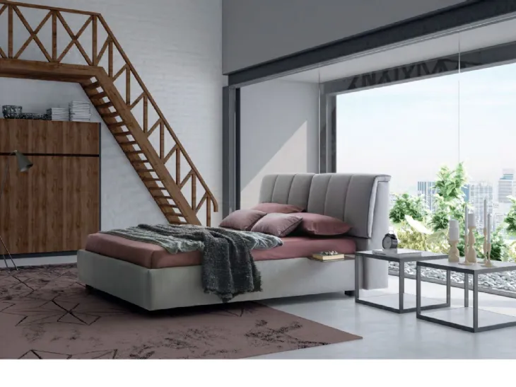 Letto in tessuto con testiera contenitore Inside di Le Comfort