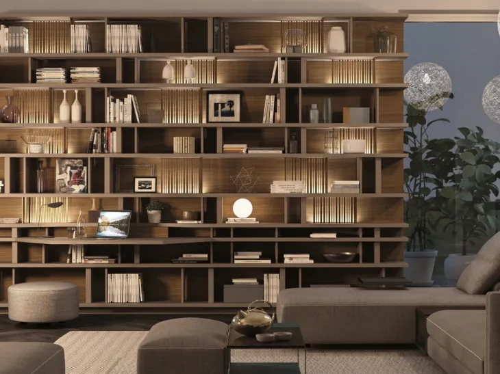 Libreria a tutta altezza in legno di rovere Libreria 03 di Turati T4