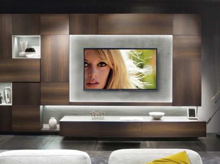 Parete Attrezzata in legno con pannello porta TV Living TV 03 di Turati T4
