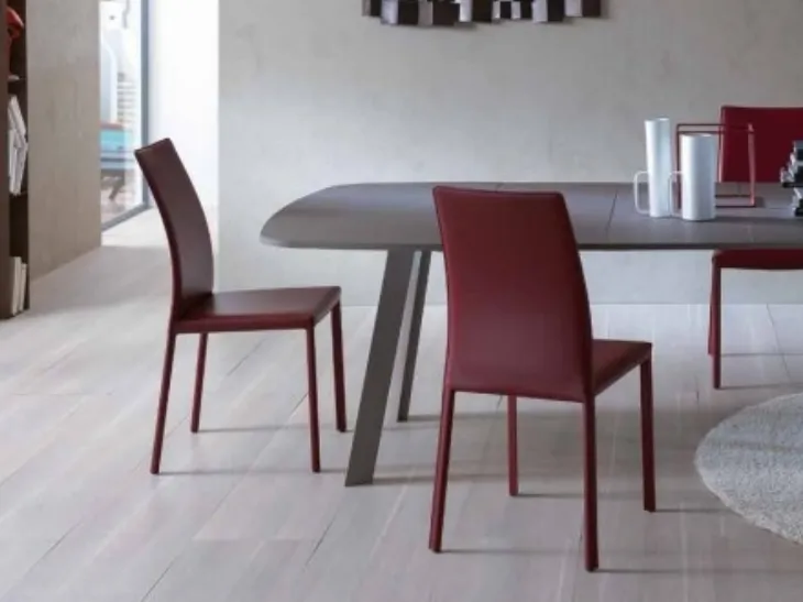 Sedia fissa in cuoio rosso moderna Giselle di Sedie Brianza